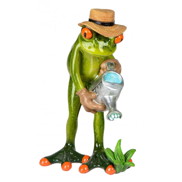 Dekofigur Lustiger Frosch Mit Giesskanne Hellgrun 16 Cm